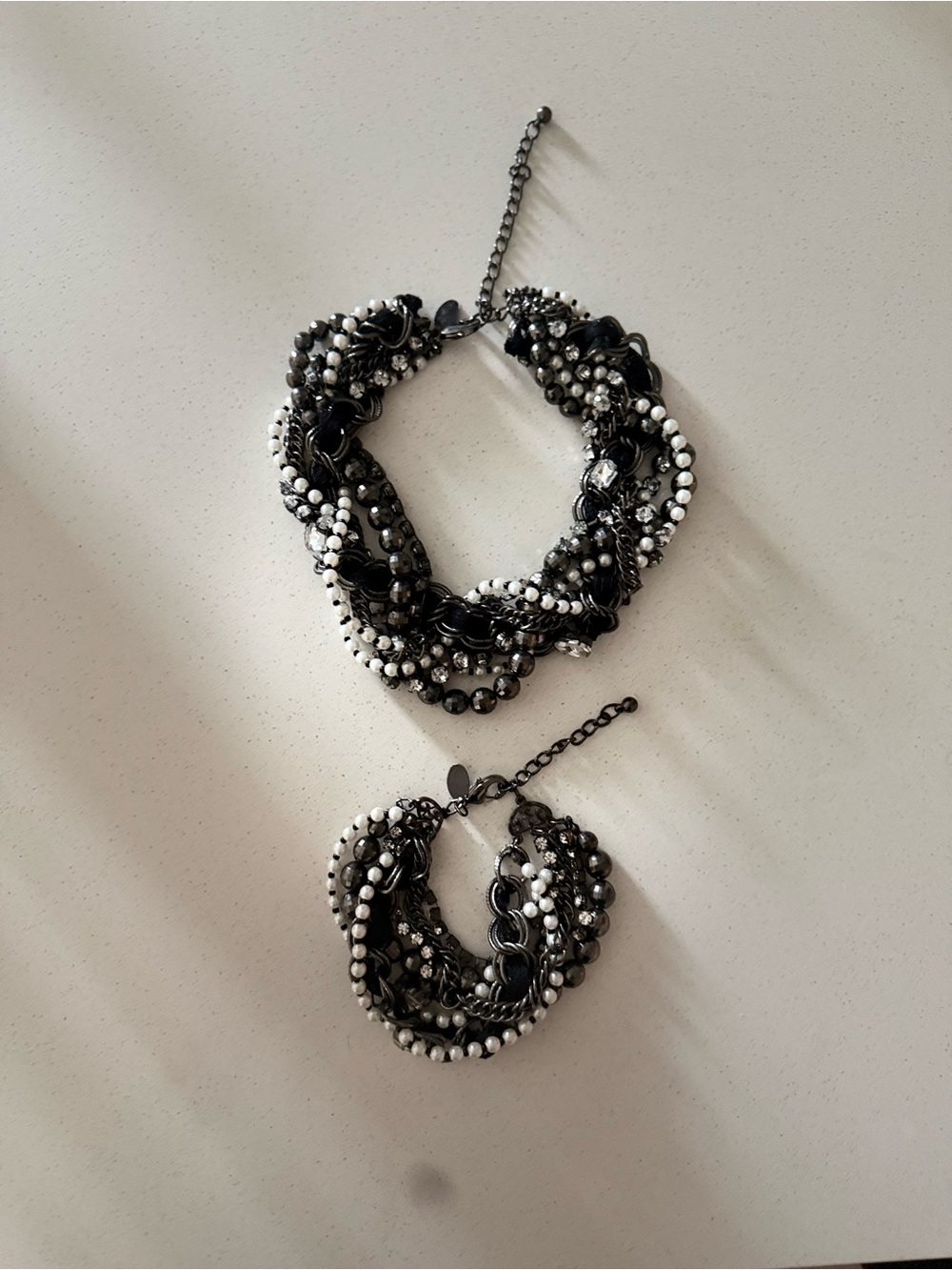 White House Black Market Black and White Multi-Strand Necklace and Bracelet Set